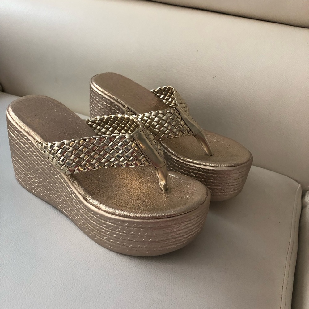 Gold Wedge Sandals